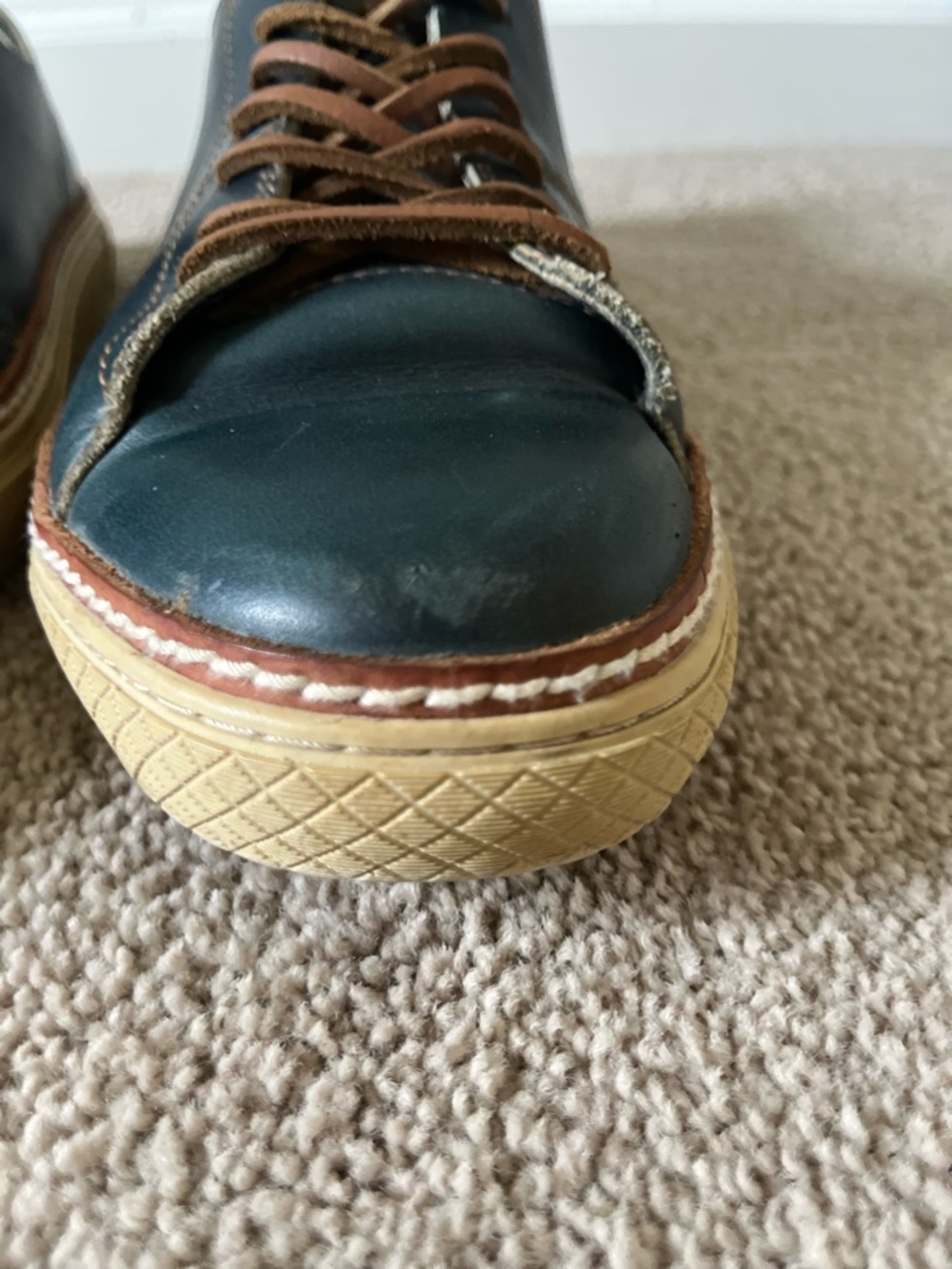 Frye Navy Leather Walker Oxfords with Brown Leather Laces - Picture 14 of 15